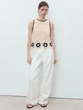 Mango Fleur Floral Crochet Top, Natural White