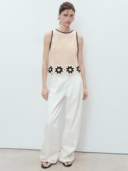 Mango Fleur Floral Crochet Top, Natural White - view 2, Natural White