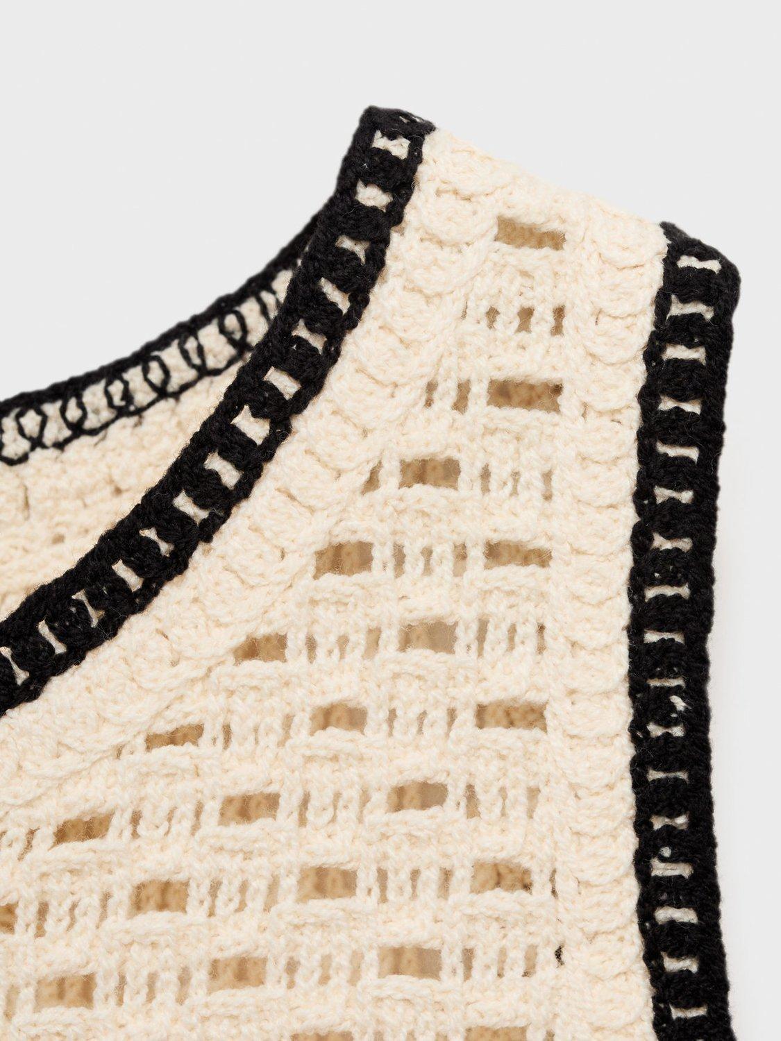 Product image 8 of 8, which shows Mango Fleur Floral Crochet Top, Natural White, XS