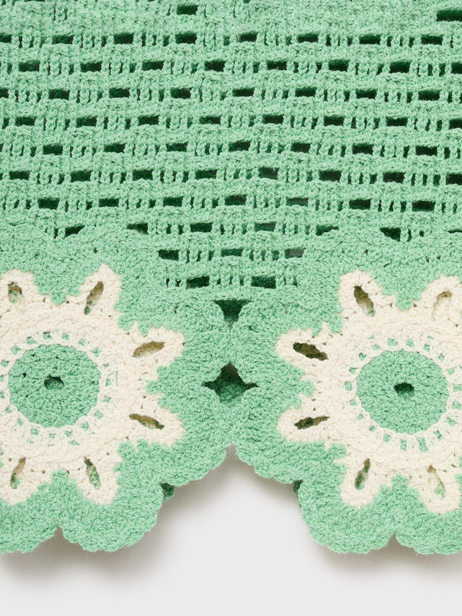 Product image 5 of 8, which shows Mango Fleur Crochet Sleeveless Top, Green, M