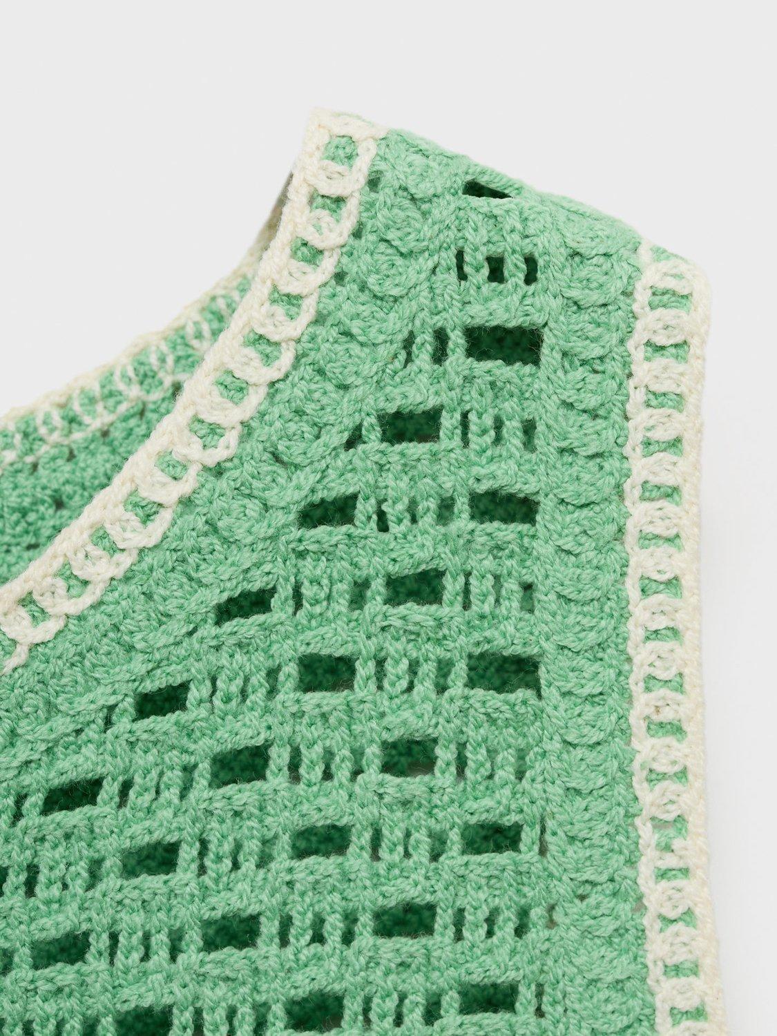 Product image 8 of 8, which shows Mango Fleur Crochet Sleeveless Top, Green, M