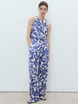 Mango Jamie Floral Crop Top, Blue/White - view 2, Blue/White