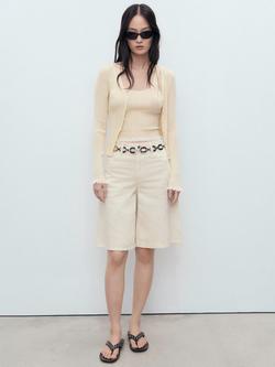 Mango Medusa Cotton Blend Fine Knit Top - view 2, Cream