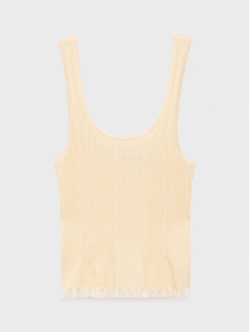 Product image 3 of 7, which shows Mango Medusa Cotton Blend Fine Knit Top, Cream, L