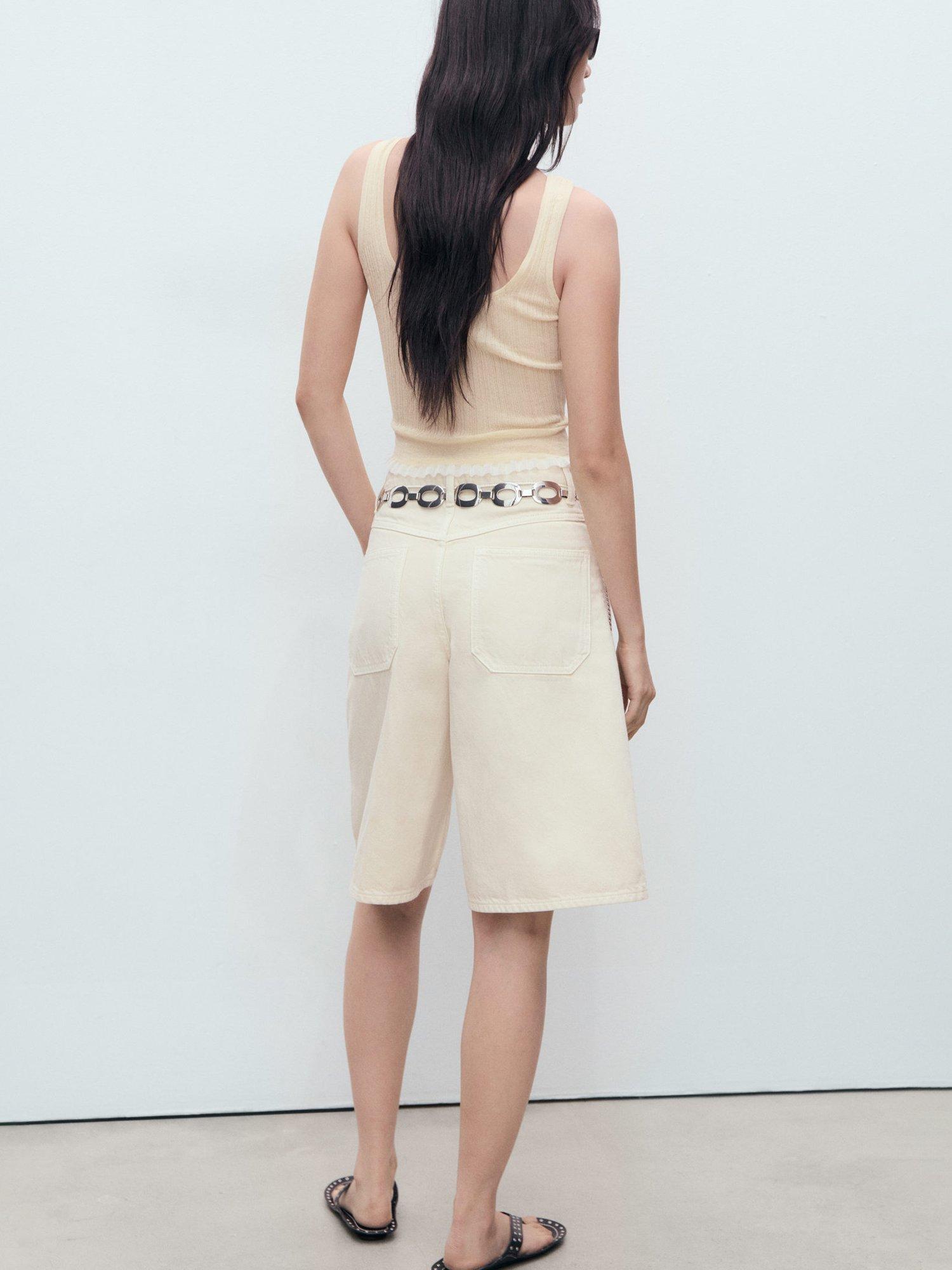 Product image 4 of 7, which shows Mango Medusa Cotton Blend Fine Knit Top, Cream, L