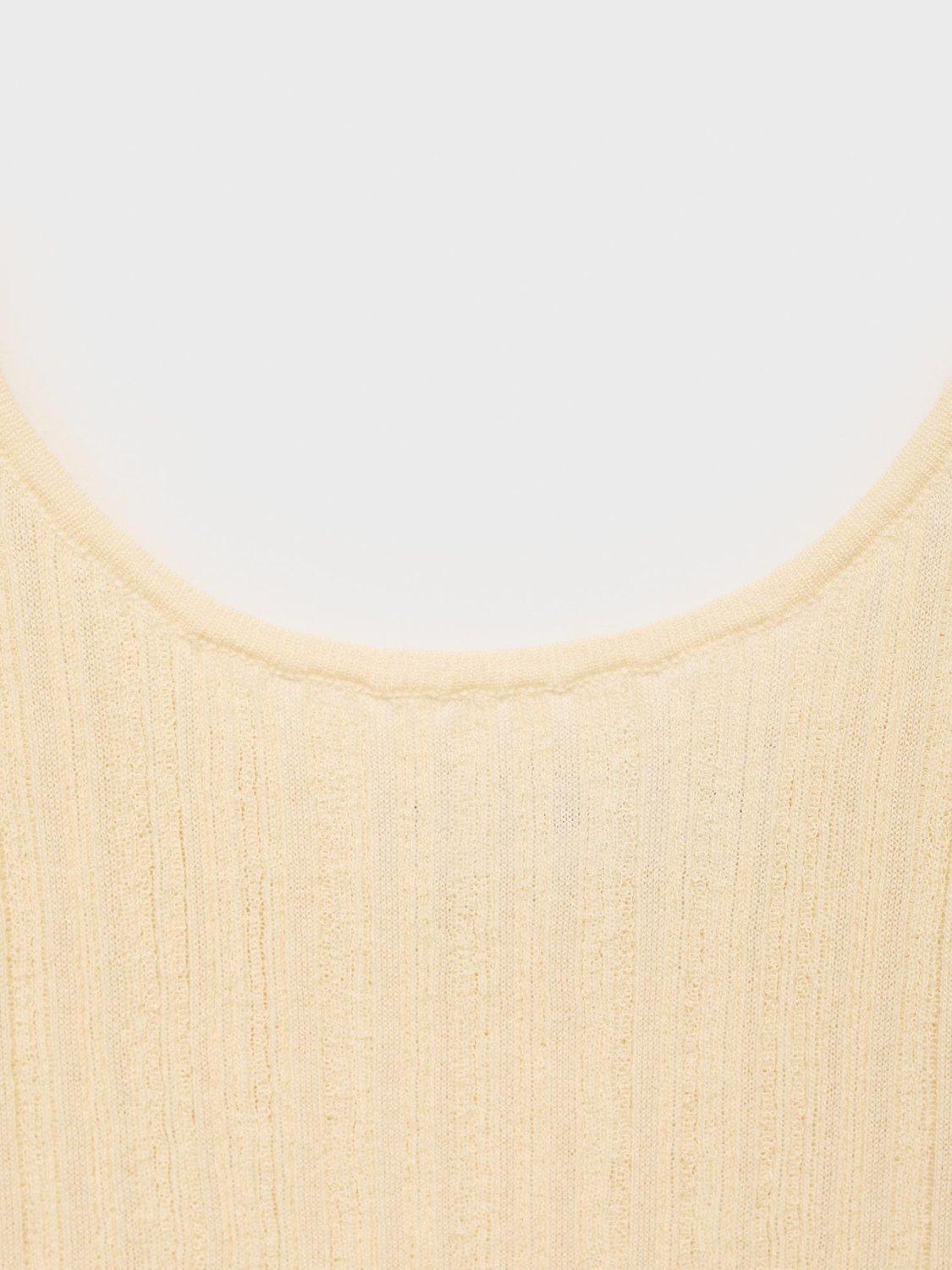Product image 5 of 7, which shows Mango Medusa Cotton Blend Fine Knit Top, Cream, L