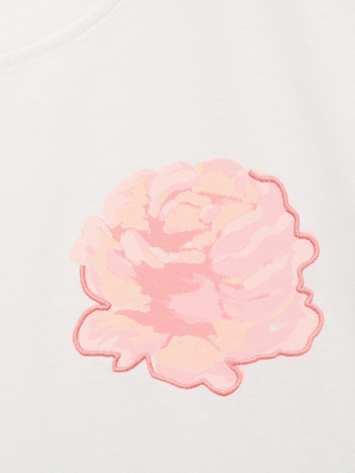 Product image 8 of 8, which shows Mango Rosa Cotton Flower Detail T-Shirt, Natural White, S