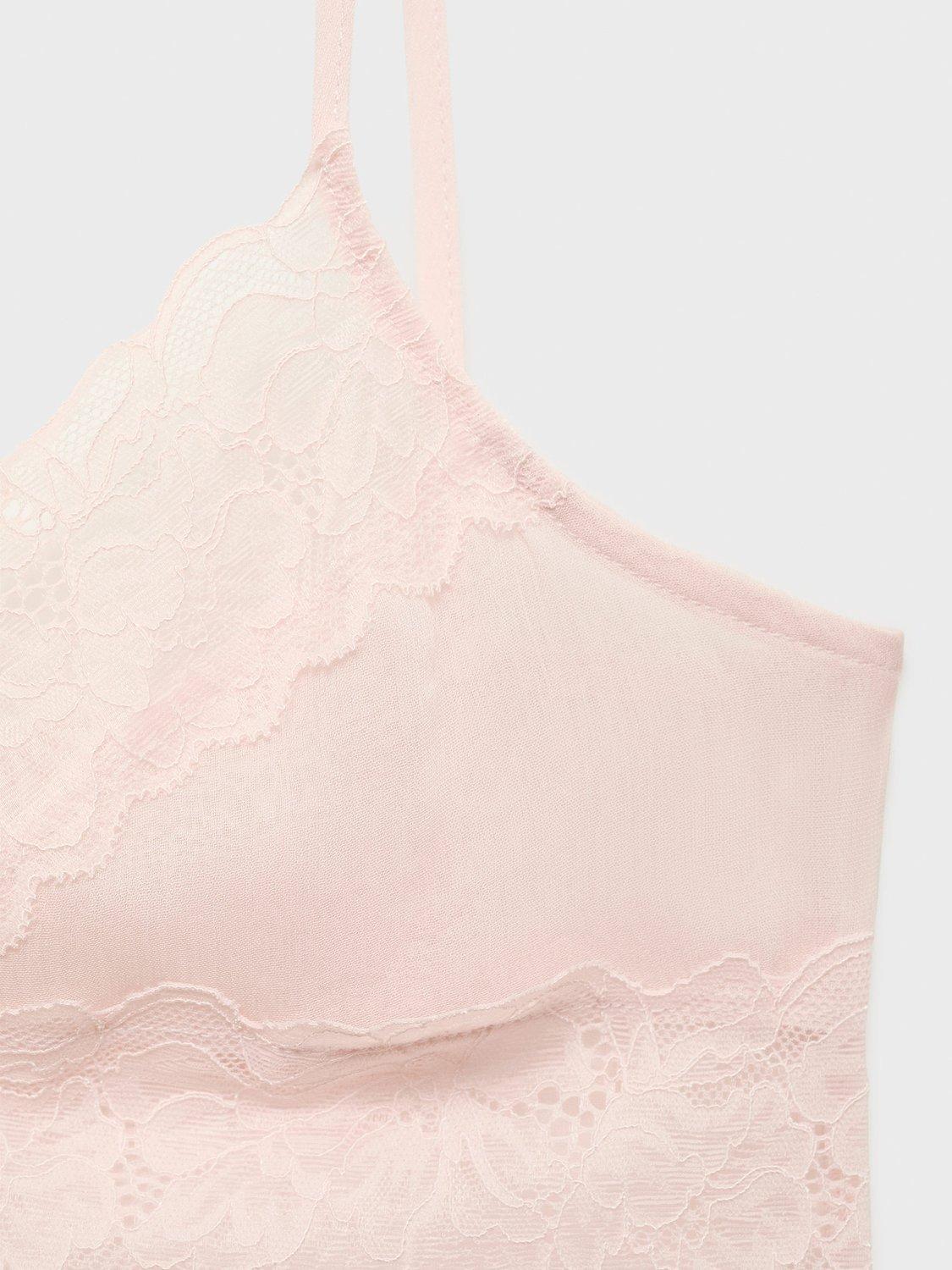 Product image 5 of 6, which shows Mango Veronica V-Neck Cropped Vest Top, Pastel Pink, L