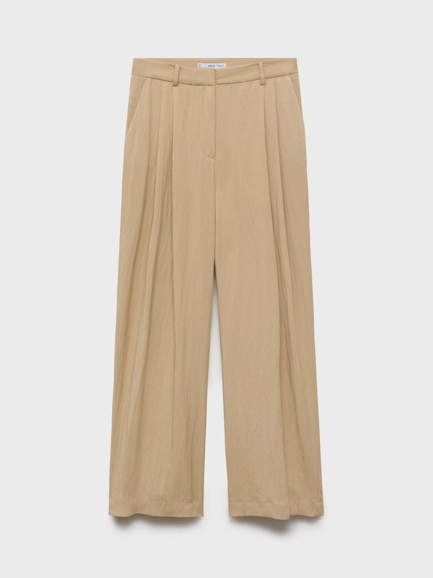 Product image 3 of 8, which shows Mango Deia Mid Rise Straight Trousers, Light Beige, 10
