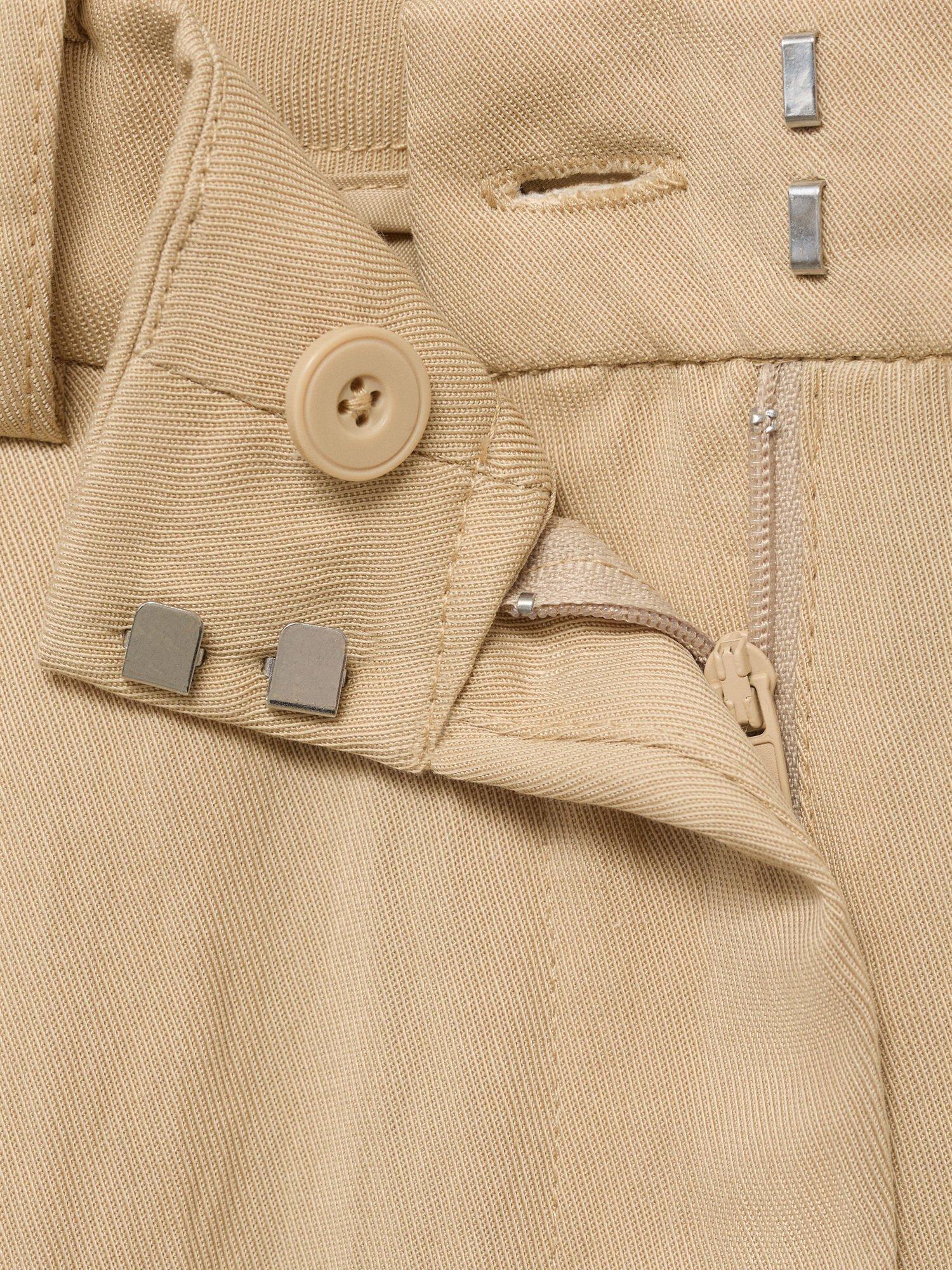 Product image 8 of 8, which shows Mango Deia Mid Rise Straight Trousers, Light Beige, 10