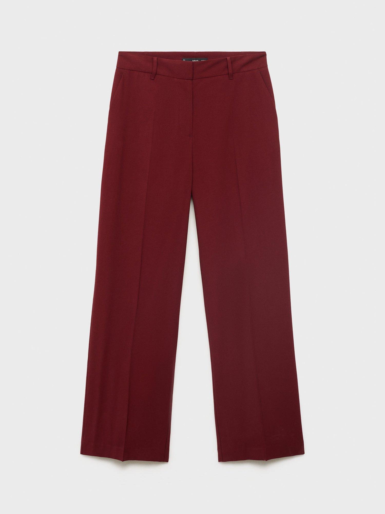 Product image 3 of 8, which shows Mango Carlos Mid Rise Straight Trousers, Dark Red, 14