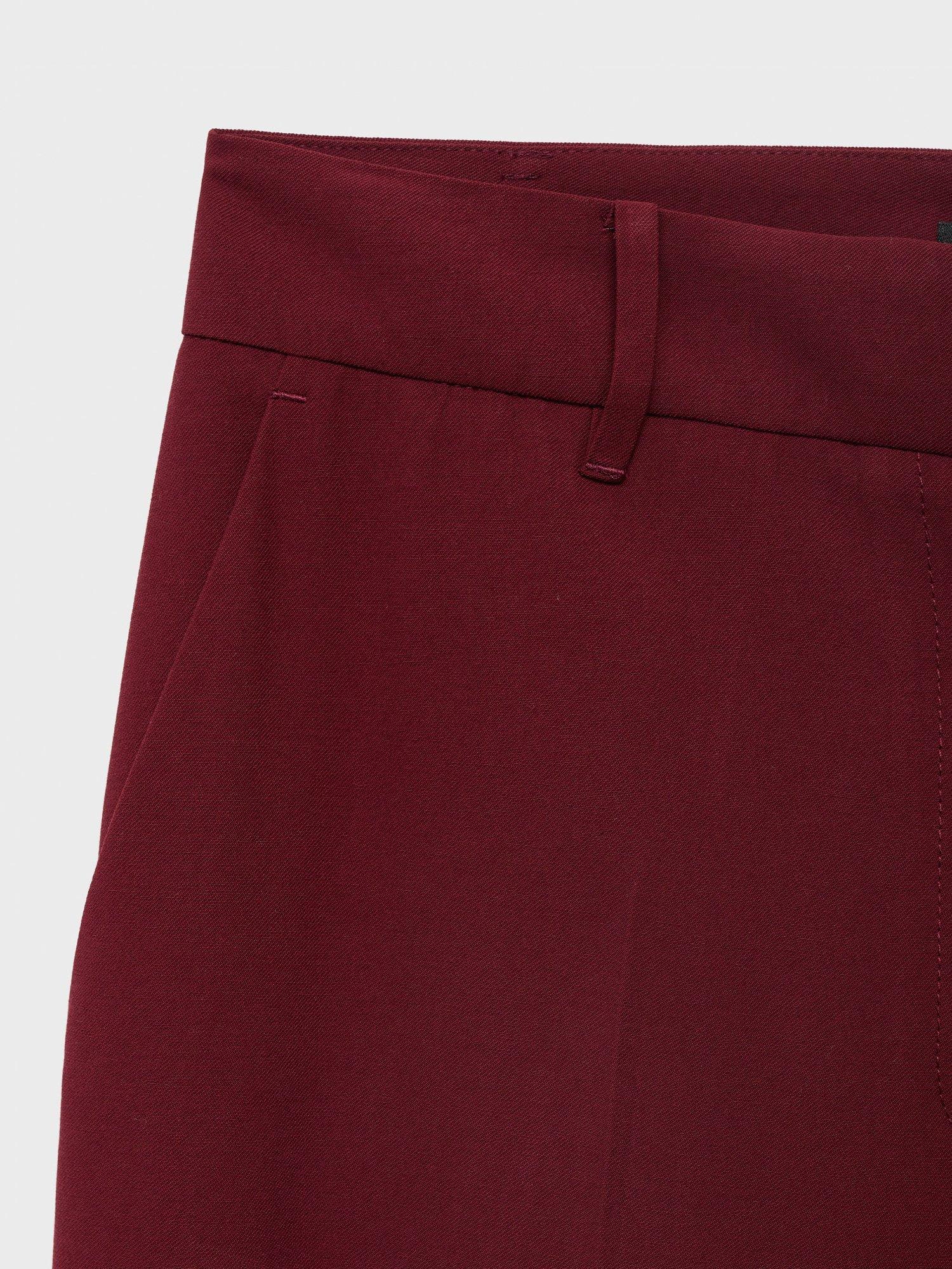 Product image 5 of 8, which shows Mango Carlos Mid Rise Straight Trousers, Dark Red, 14