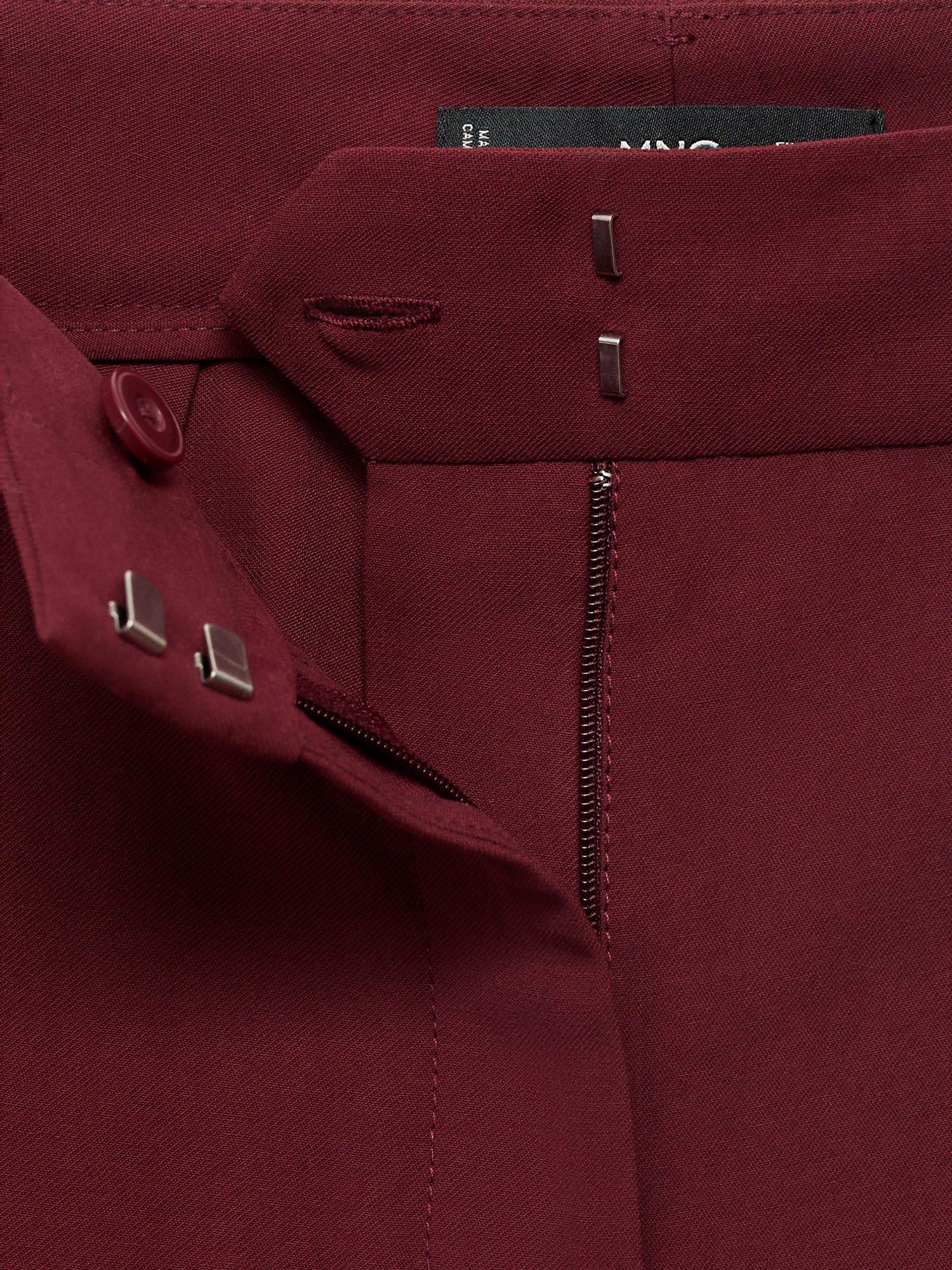 Product image 8 of 8, which shows Mango Carlos Mid Rise Straight Trousers, Dark Red, 14