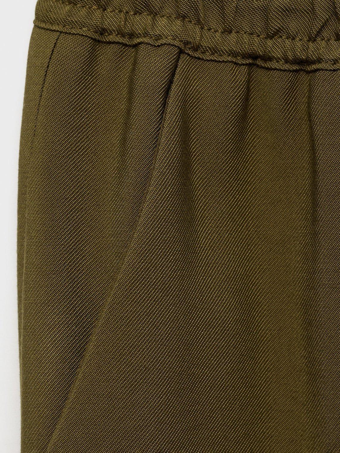 Product image 5 of 8, which shows Mango Fluido Drawstring Waist Trousers, Khaki, XXS
