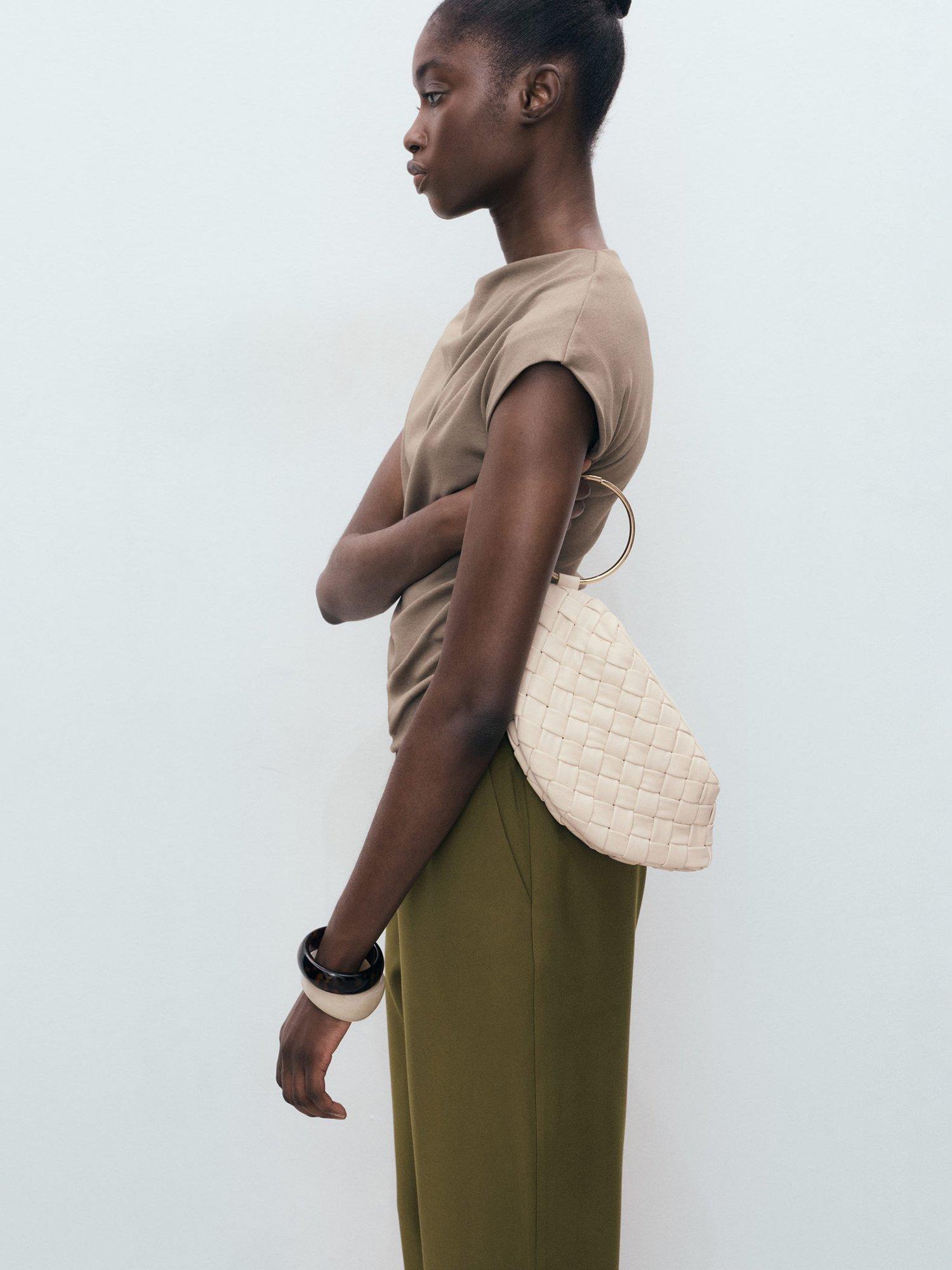Product image 6 of 8, which shows Mango Fluido Drawstring Waist Trousers, Khaki, XXS