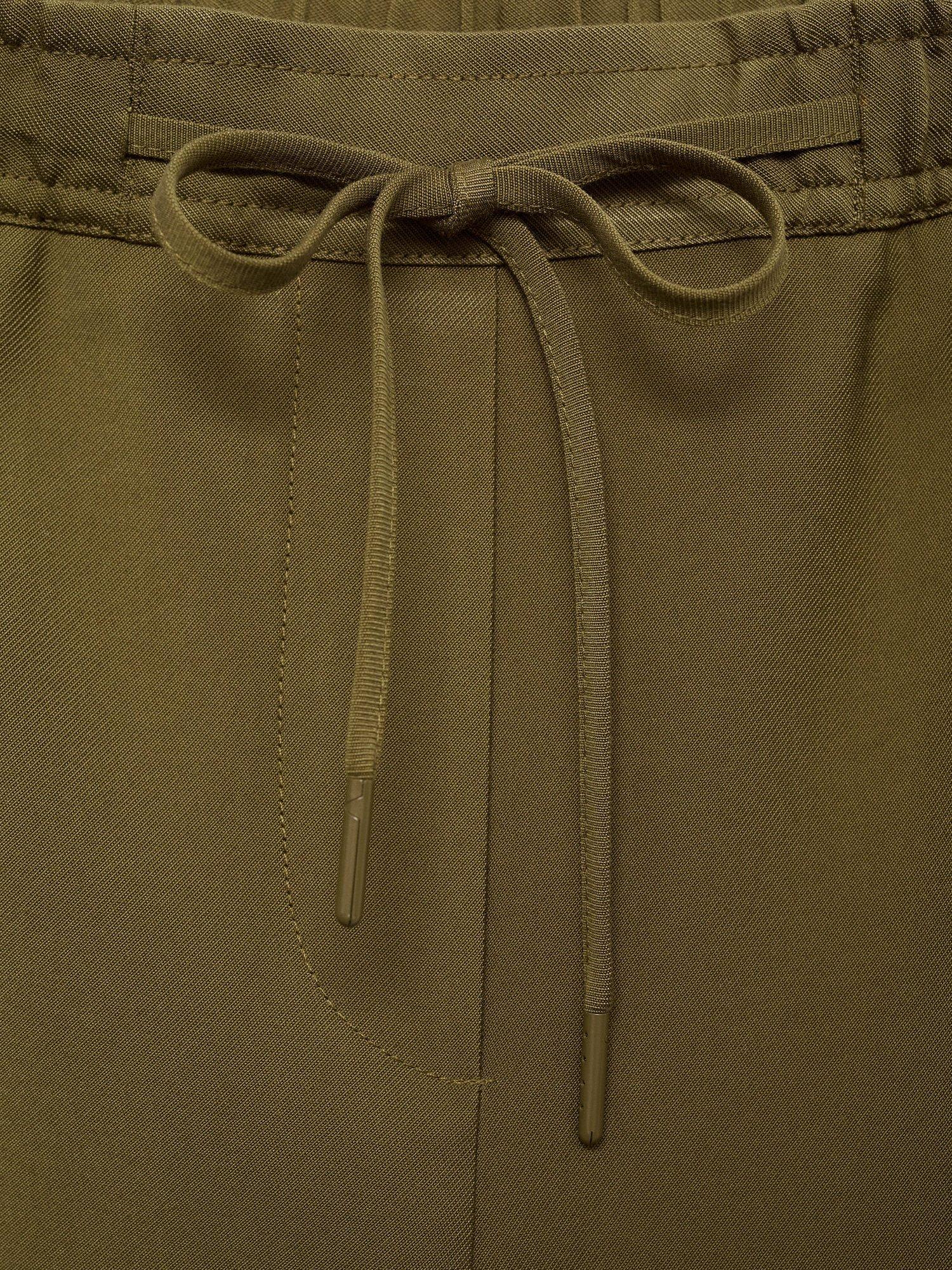 Product image 8 of 8, which shows Mango Fluido Drawstring Waist Trousers, Khaki, XXS