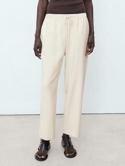 Mango Fluido Drawstring Waist Trousers, Light Beige