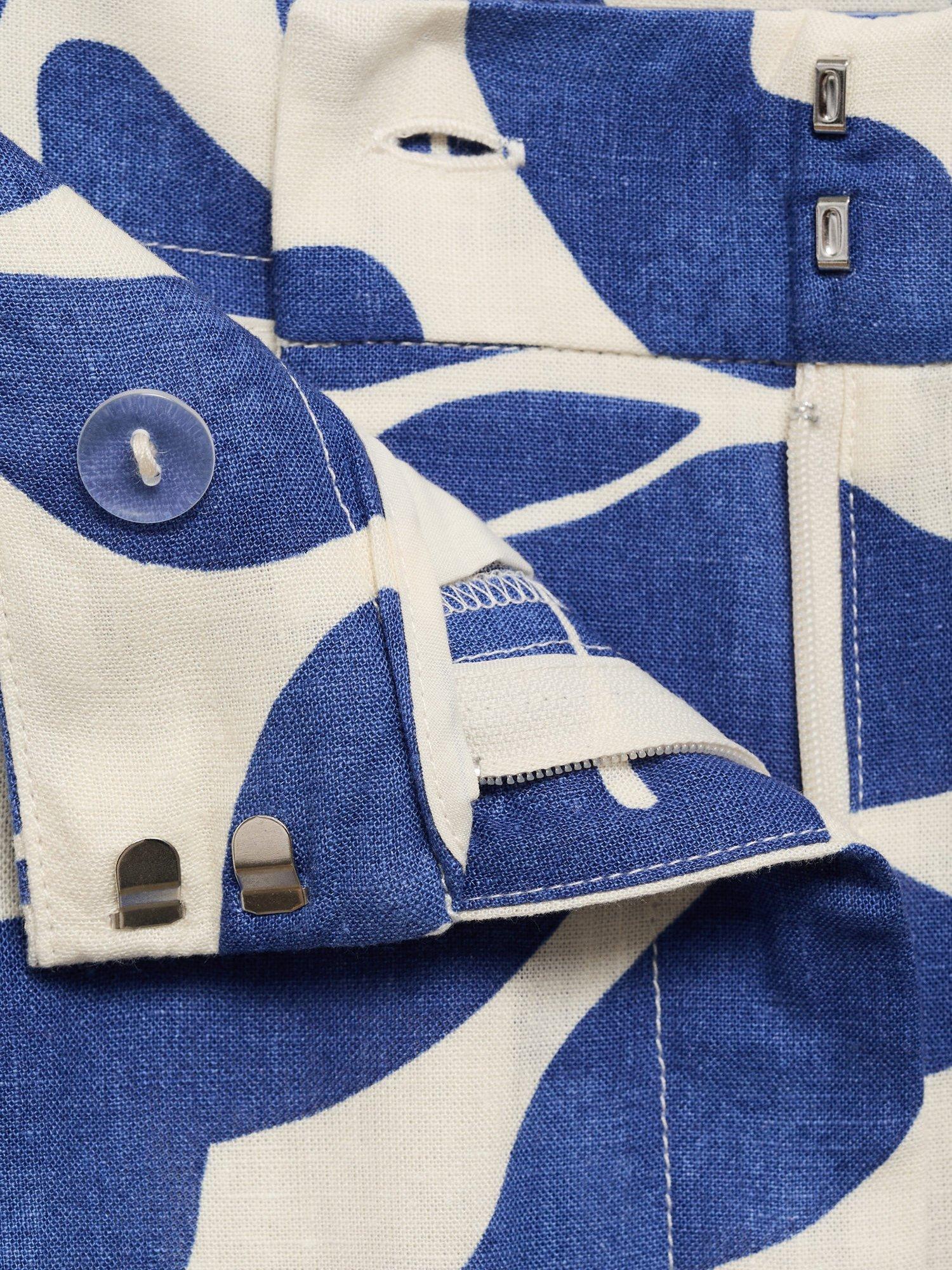 Product image 5 of 8, which shows Mango Jamie Floral Trousers, Medium Blue, 10