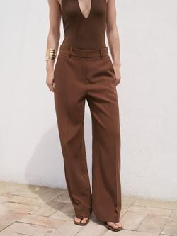 Mango Carlos Mid Rise Straight Trousers, Brown
