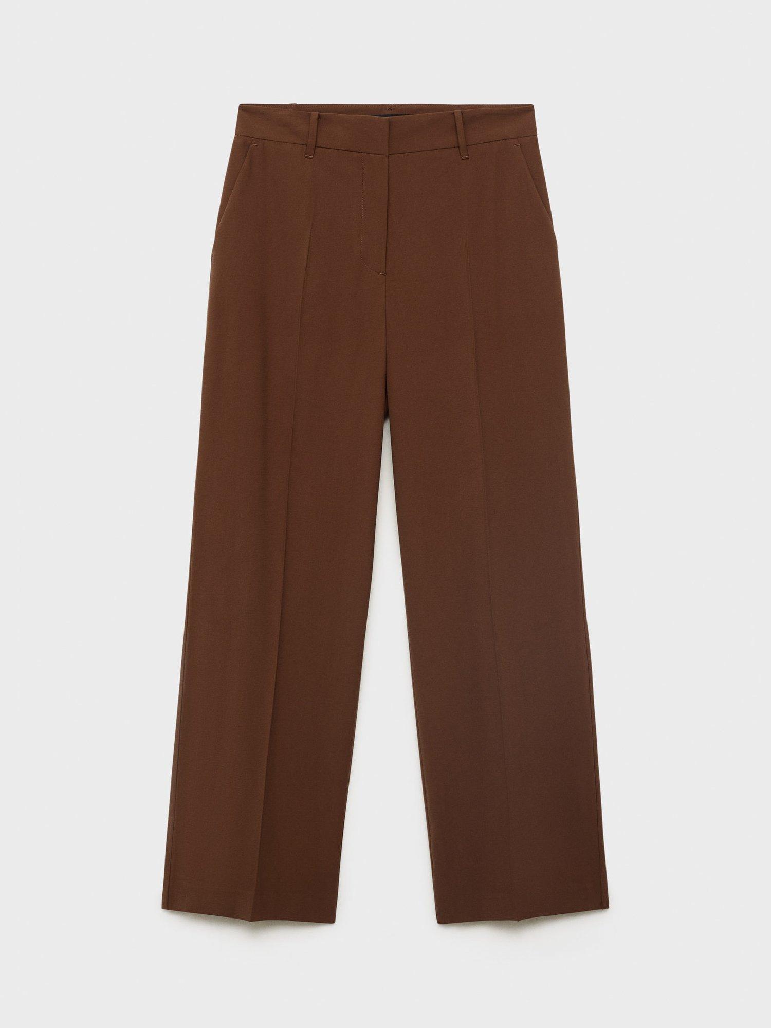 Product image 3 of 9, which shows Mango Carlos Mid Rise Straight Trousers, Brown, 22