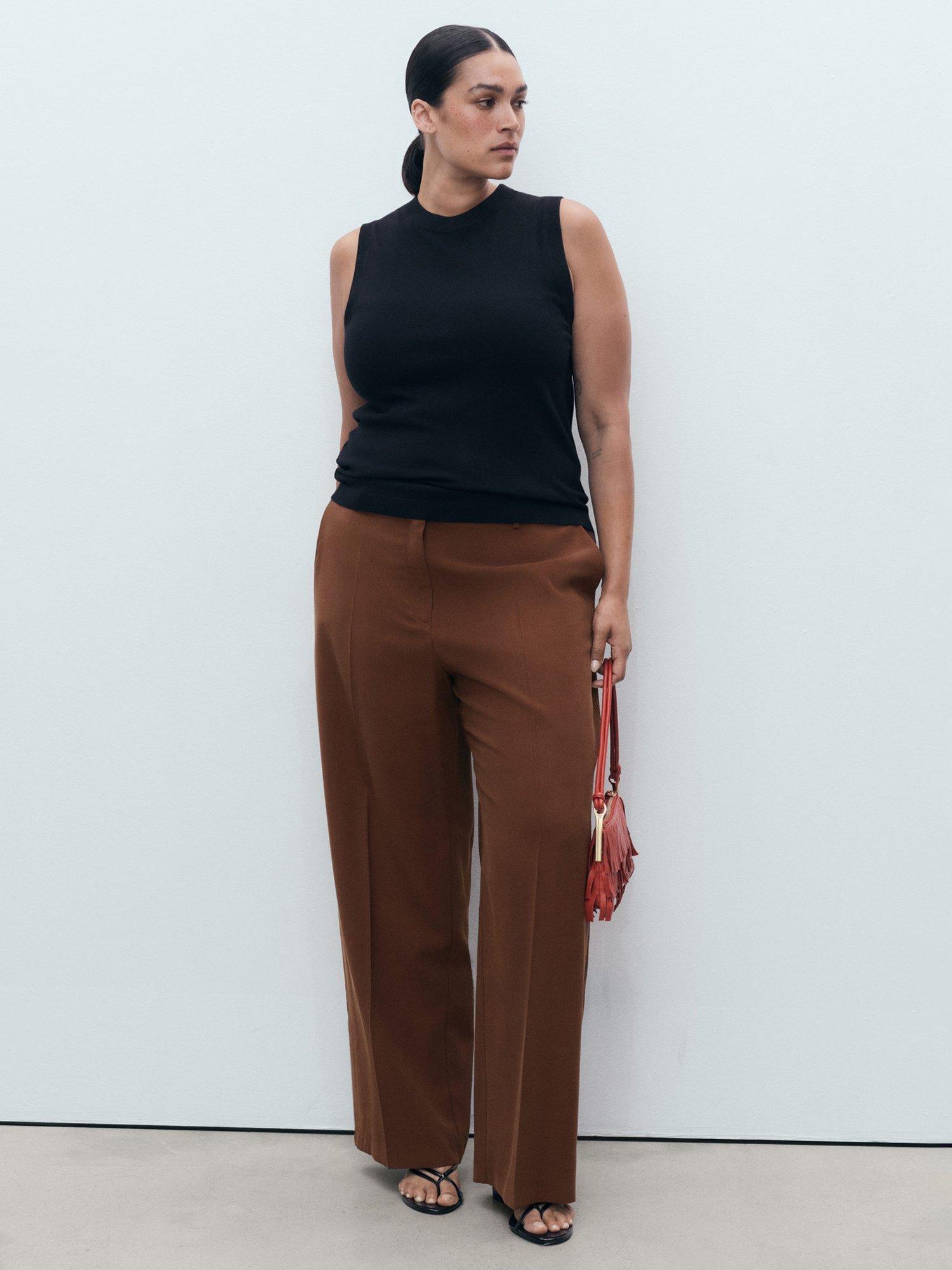 Product image 8 of 9, which shows Mango Carlos Mid Rise Straight Trousers, Brown, 22