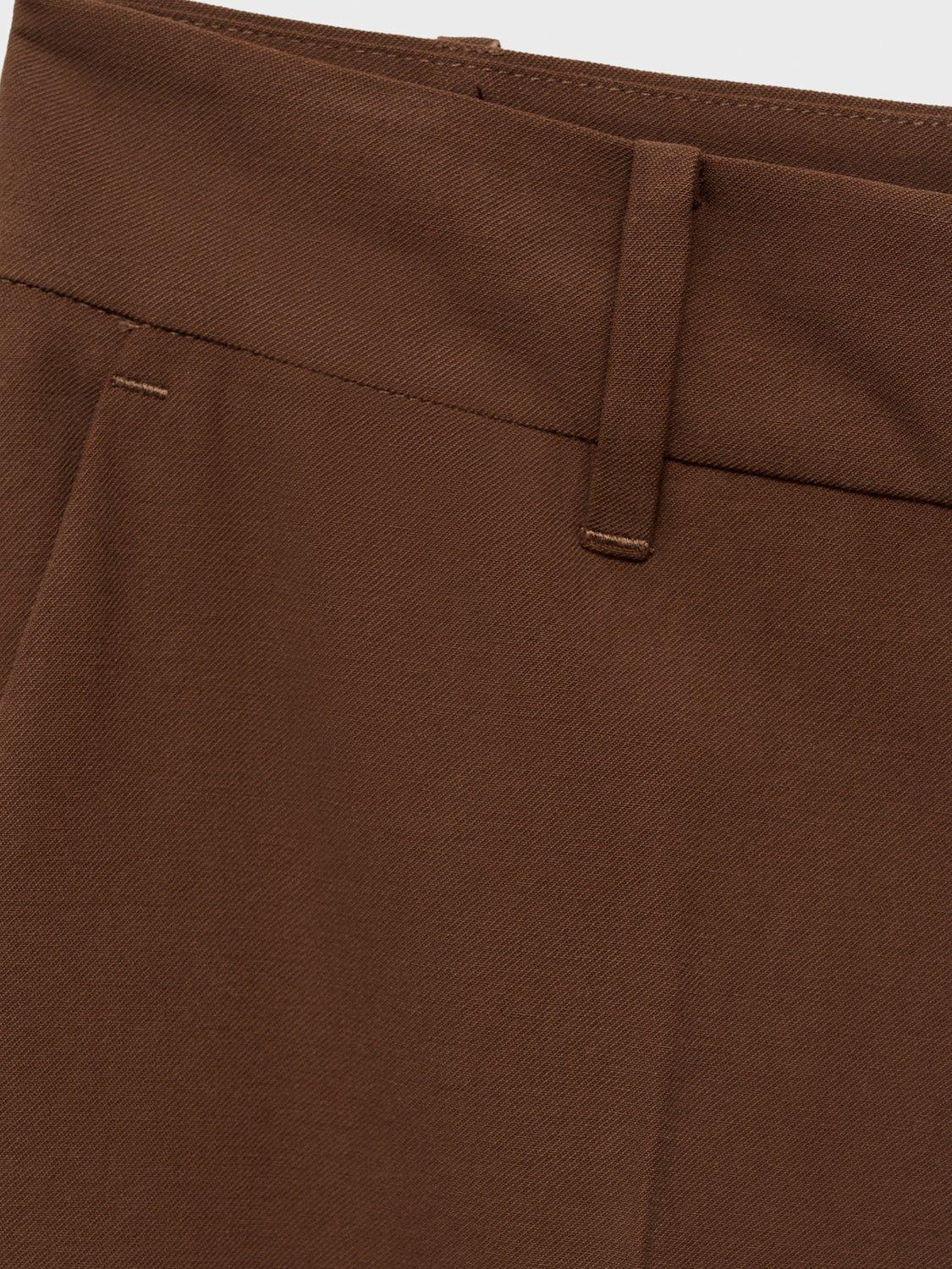 Product image 9 of 9, which shows Mango Carlos Mid Rise Straight Trousers, Brown, 22