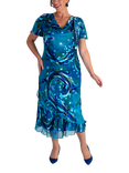 chesca Ocean Wave Print Midi Dress