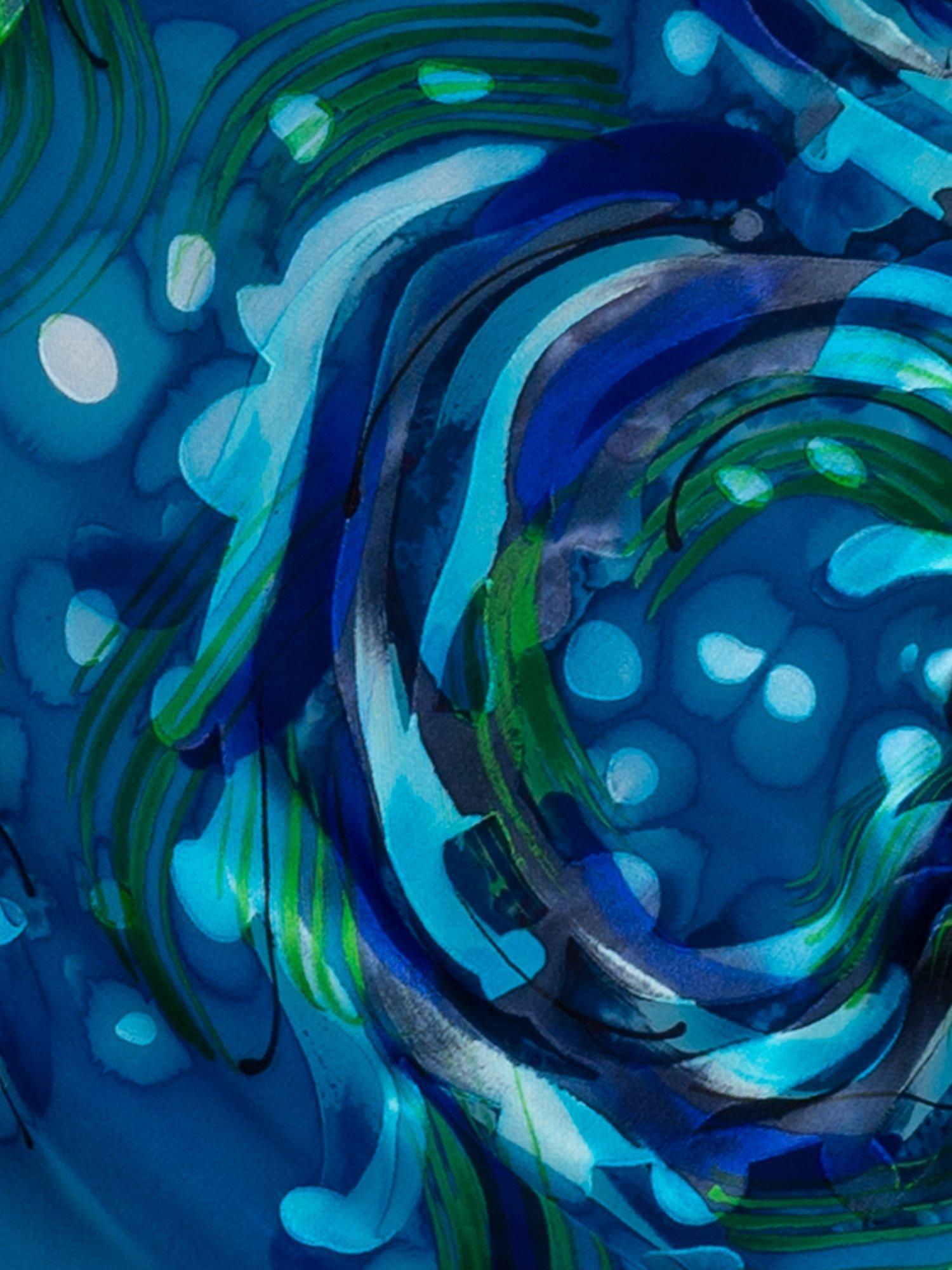 Product image 7 of 7, which shows chesca Ocean Wave Print Midi Dress, Teal/Cobalt, 12-14