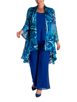 chesca Ocean Wave Print Swing Jacket, Teal/Cobalt