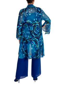 chesca Ocean Wave Print Swing Jacket - view 2, Teal/Cobalt