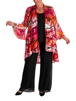 chesca Floral Print Swing Jacket, Pink/Black