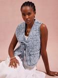 Mint Velvet Quilted Tie Front Gilet, Blue