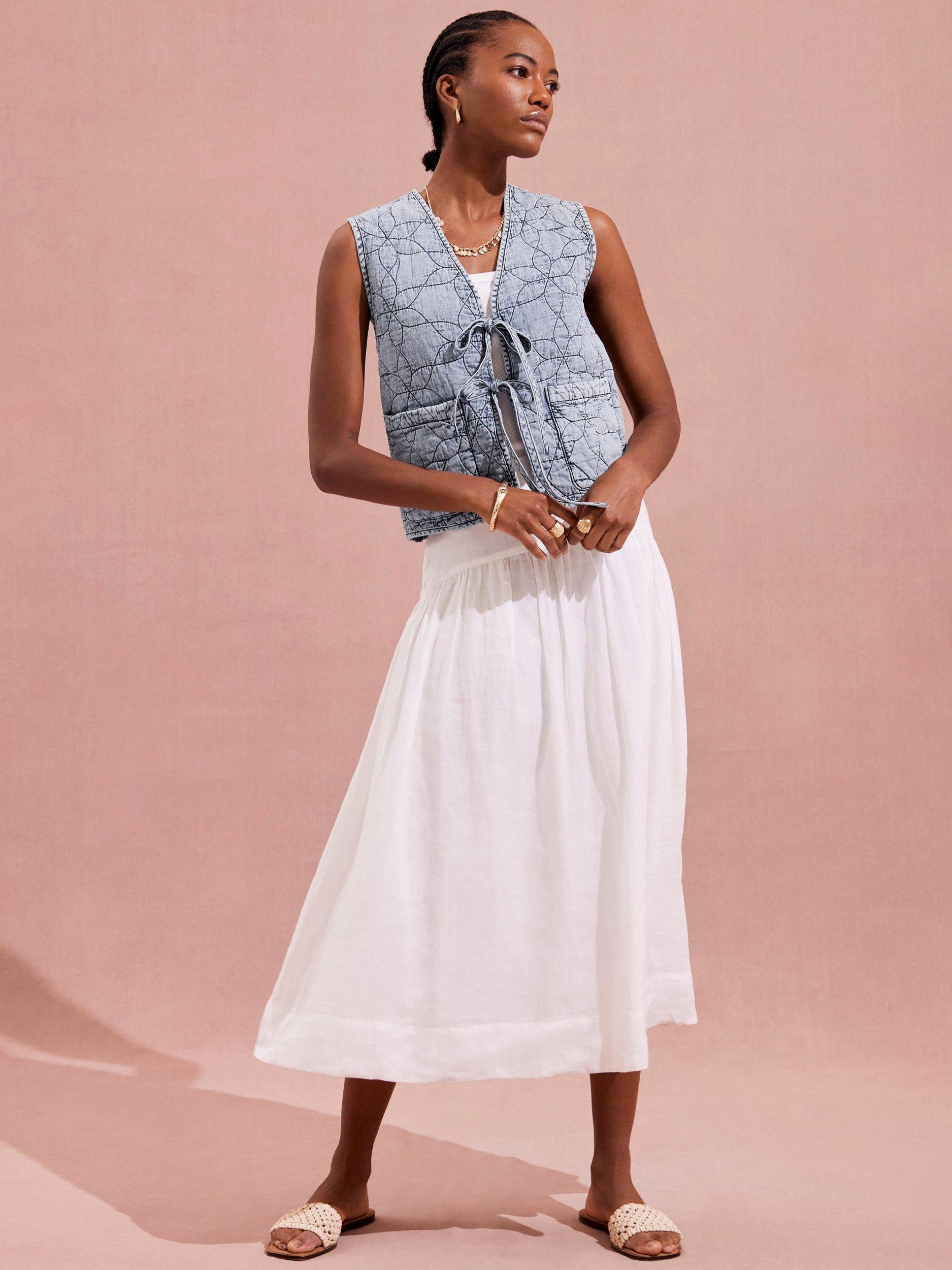 Product image 3 of 8, which shows Mint Velvet Quilted Tie Front Gilet, Blue, XS