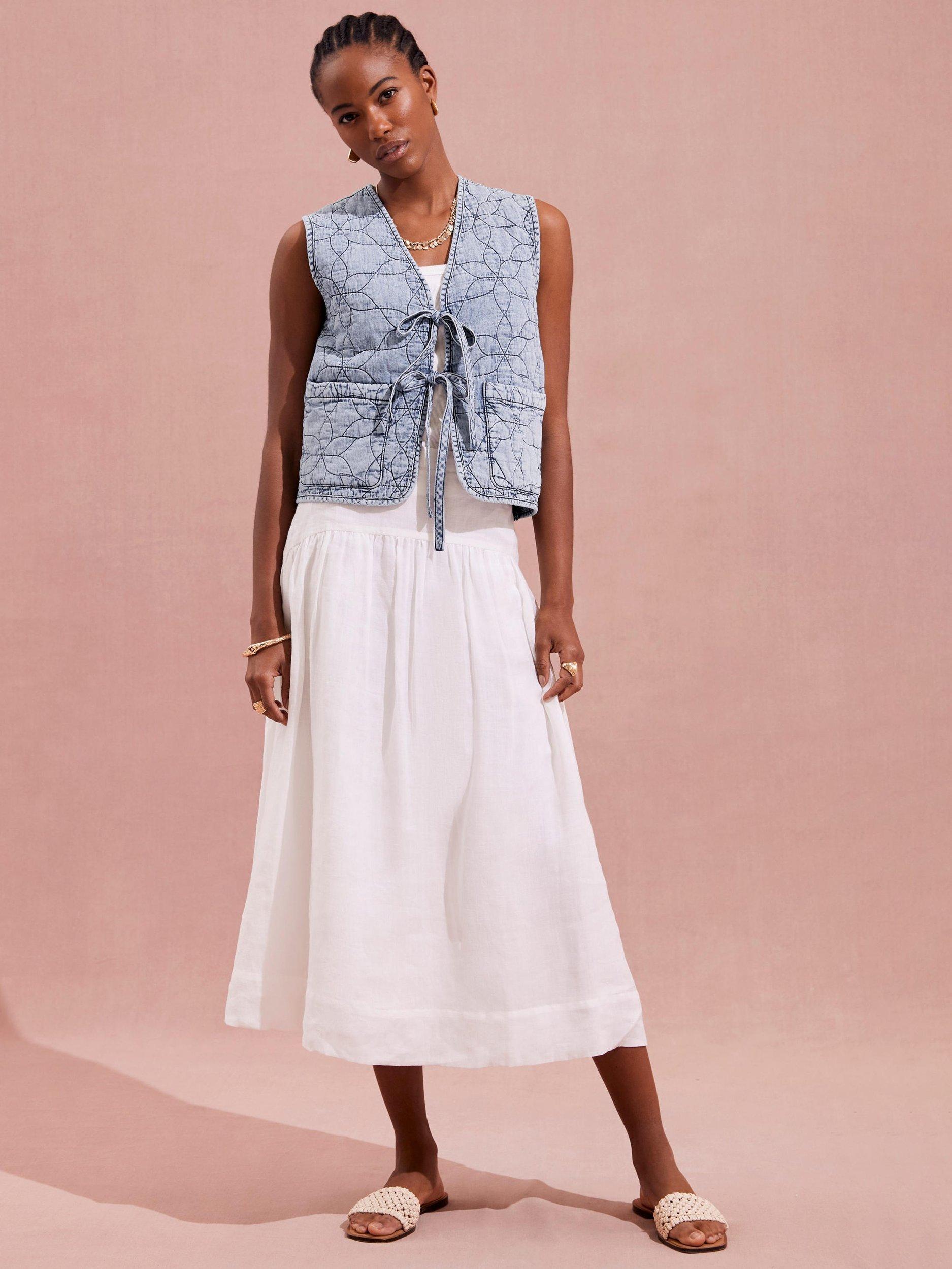 Product image 5 of 8, which shows Mint Velvet Quilted Tie Front Gilet, Blue, XS