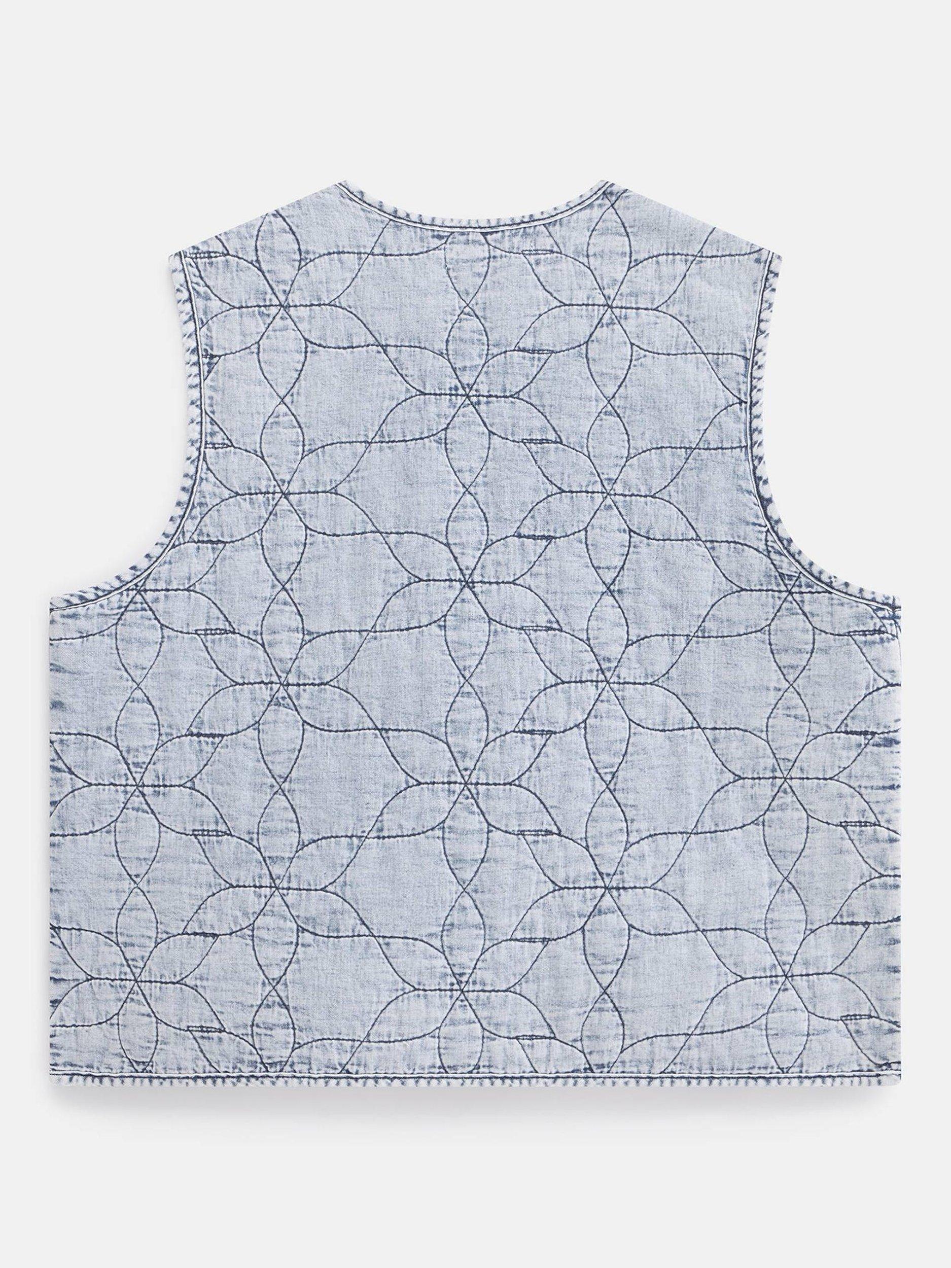 Product image 8 of 8, which shows Mint Velvet Quilted Tie Front Gilet, Blue, XS