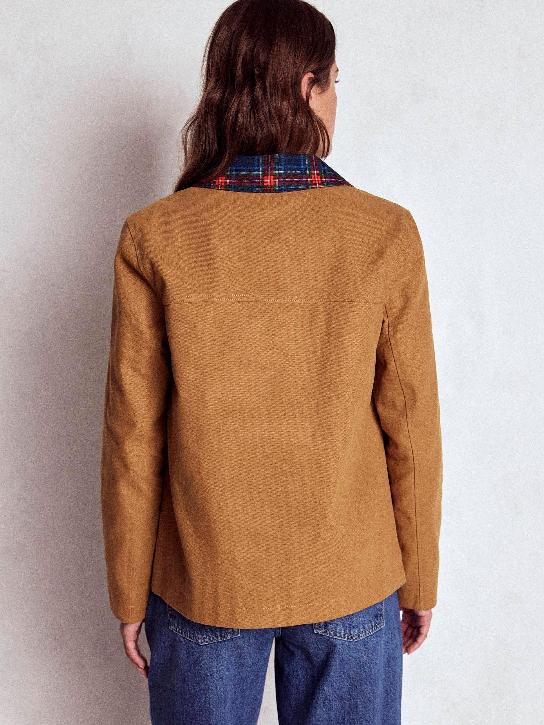 Product image 2 of 5, which shows Boden Canvas Barn Jacket, Hazelnut Brown, 8