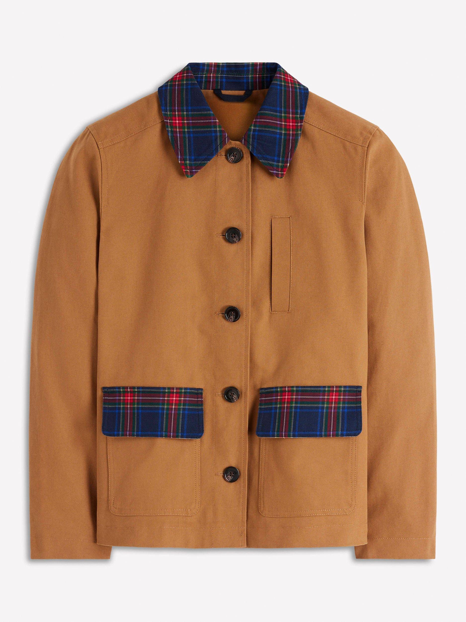 Product image 4 of 5, which shows Boden Canvas Barn Jacket, Hazelnut Brown, 8