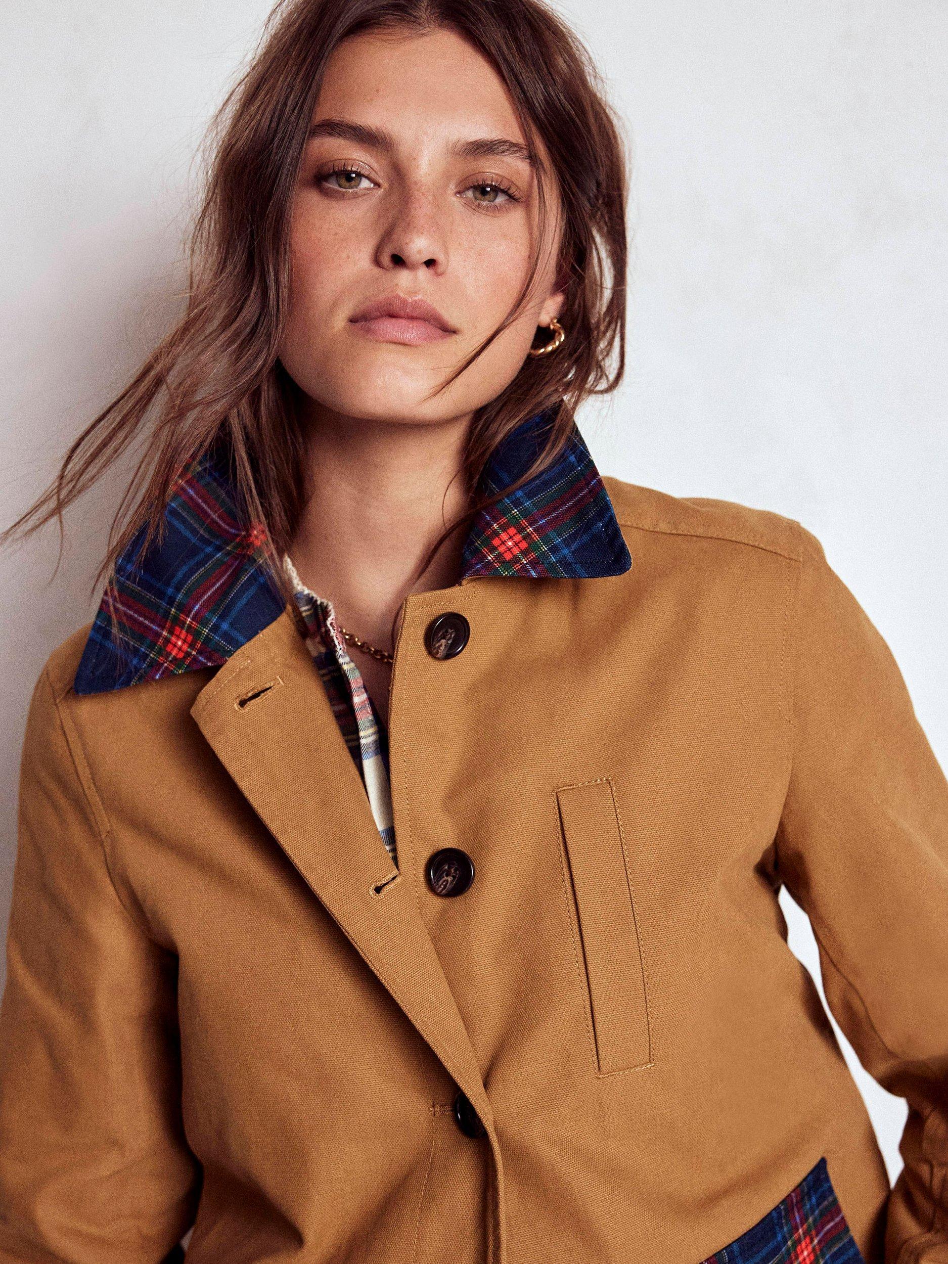 Product image 5 of 5, which shows Boden Canvas Barn Jacket, Hazelnut Brown, 8