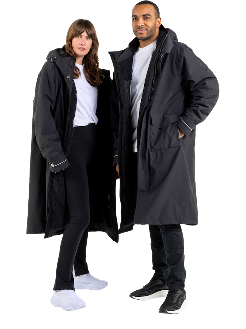 Product image 2 of 9, which shows Red Unisex EVO Pro Slimline Waterproof Changing Robe Parka Jacket, Stealth Black, S