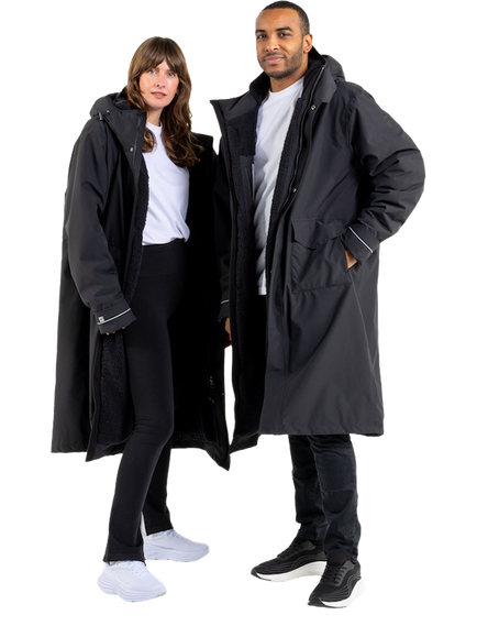Red Unisex EVO Pro Slimline Waterproof Changing Robe Parka Jacket - view 2, Stealth Black