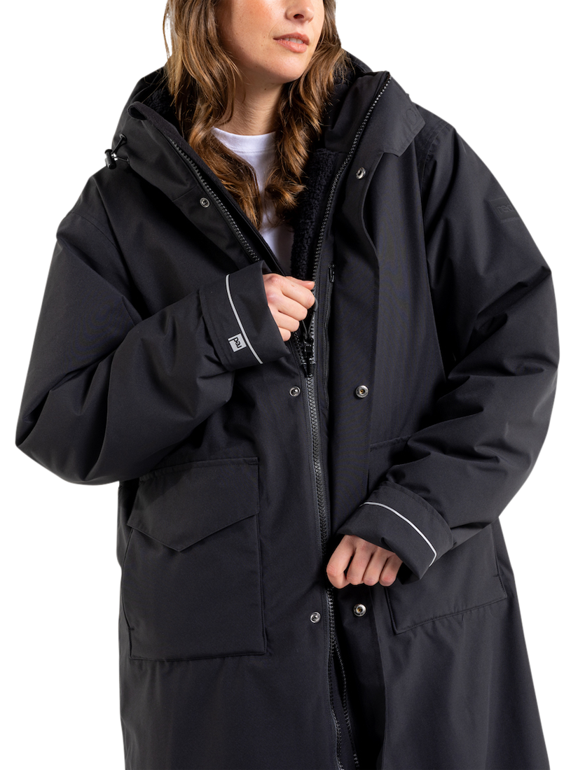 Product image 3 of 9, which shows Red Unisex EVO Pro Slimline Waterproof Changing Robe Parka Jacket, Stealth Black, S