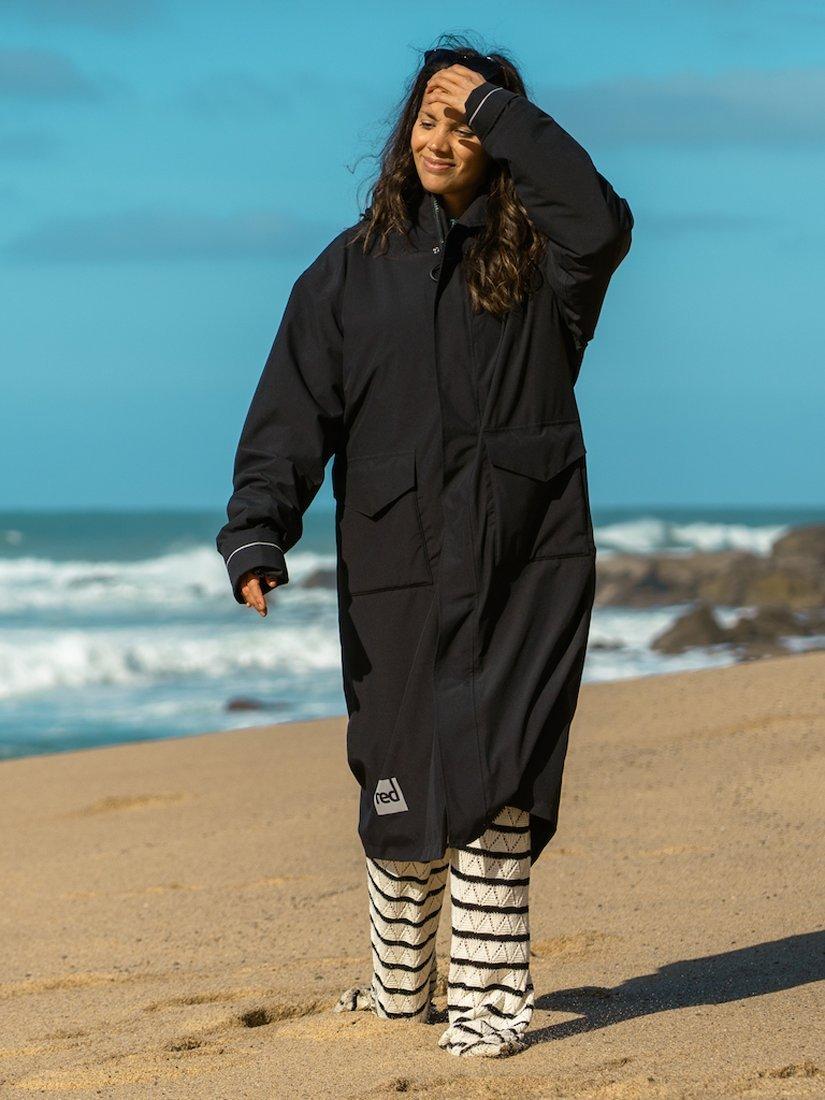 Product image 9 of 9, which shows Red Unisex EVO Pro Slimline Waterproof Changing Robe Parka Jacket, Stealth Black, S