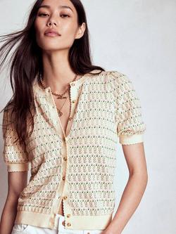 Boden Dot Pointelle Knit Cardigan, Ivory/Multi, Ivory/Multi