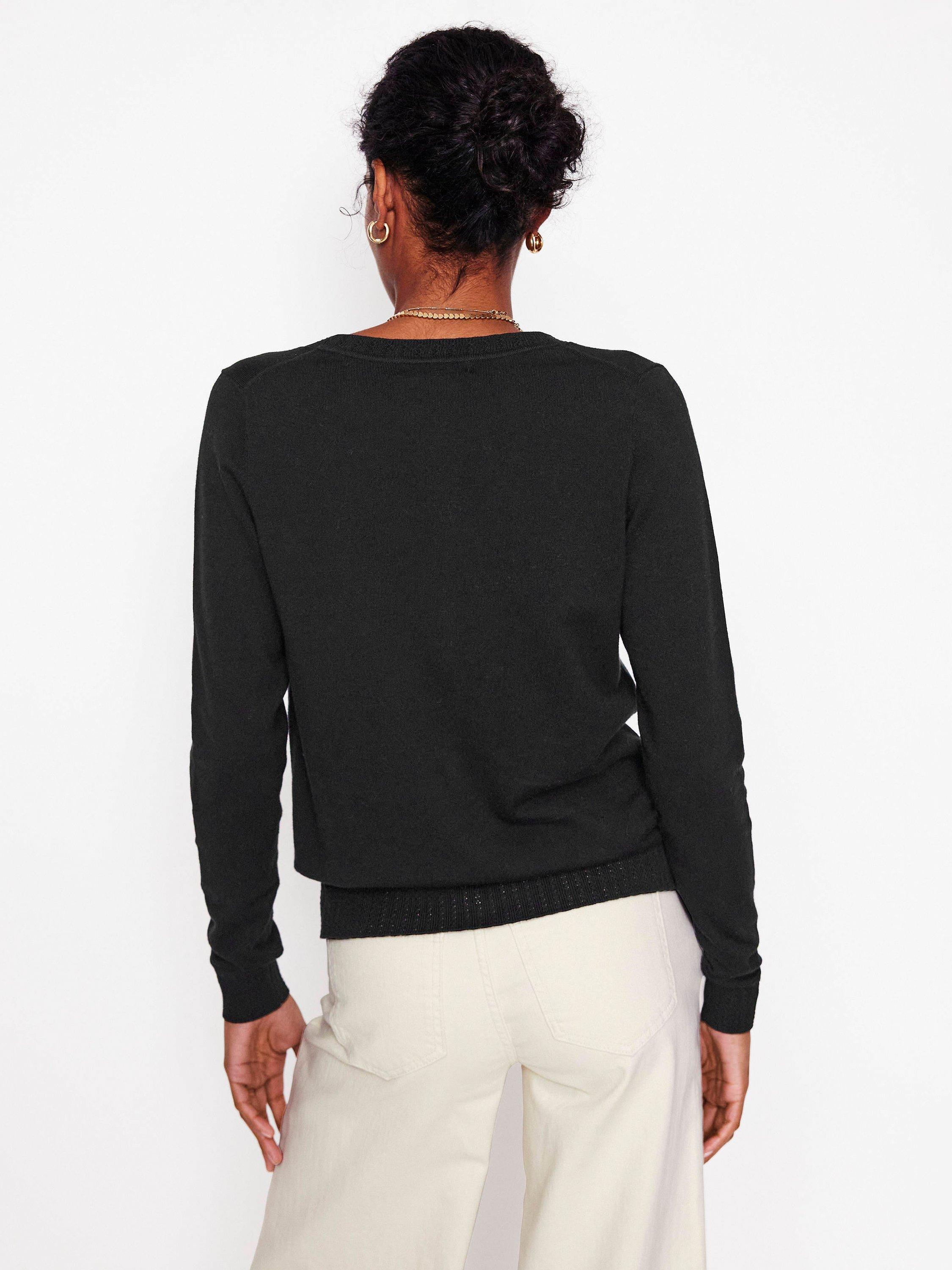 Product image 3 of 6, which shows Boden Emilia Crew Neck Cardigan, Black, XS