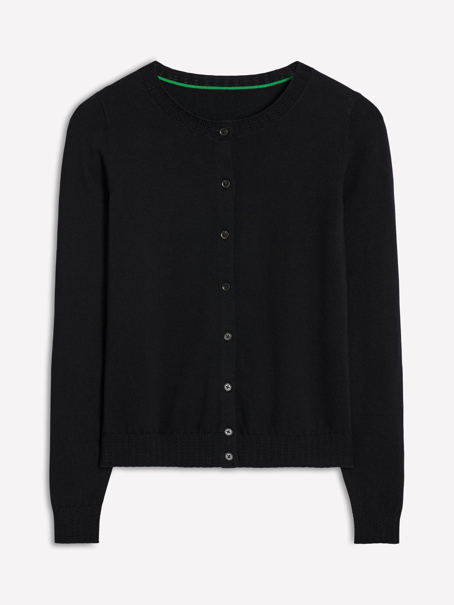 Product image 5 of 6, which shows Boden Emilia Crew Neck Cardigan, Black, XS