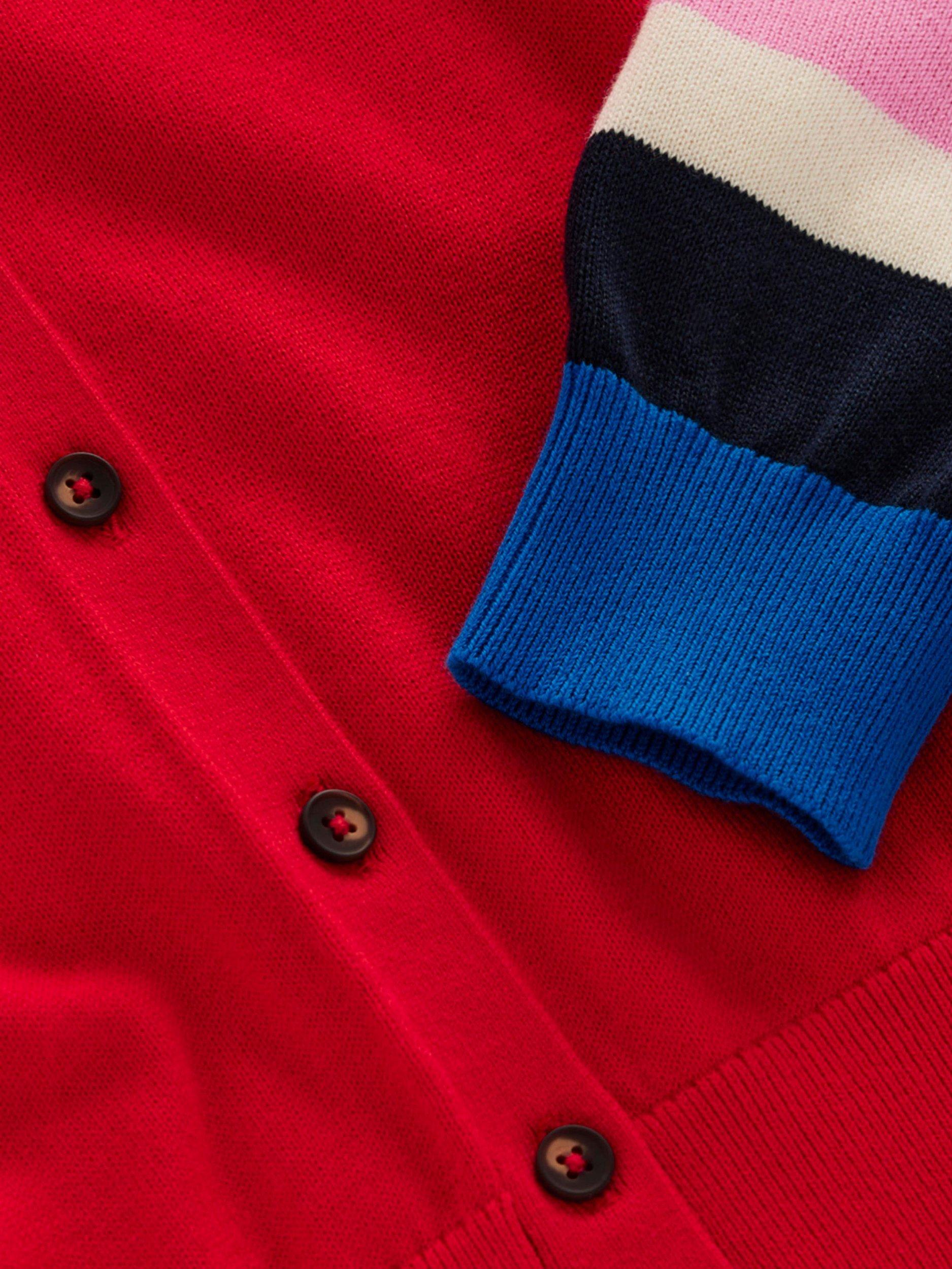 Product image 7 of 7, which shows Boden Lara Colour Block Cardigan, Poppy Red/Multi, XS