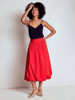 Boden Bubble Hem Midi Skirt, Poppy Red, Poppy Red
