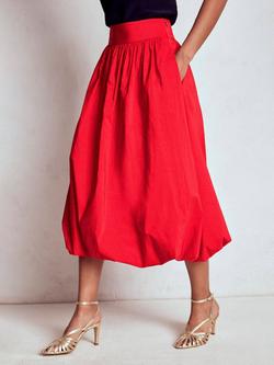 Boden Bubble Hem Midi Skirt, Poppy Red - view 2, Poppy Red