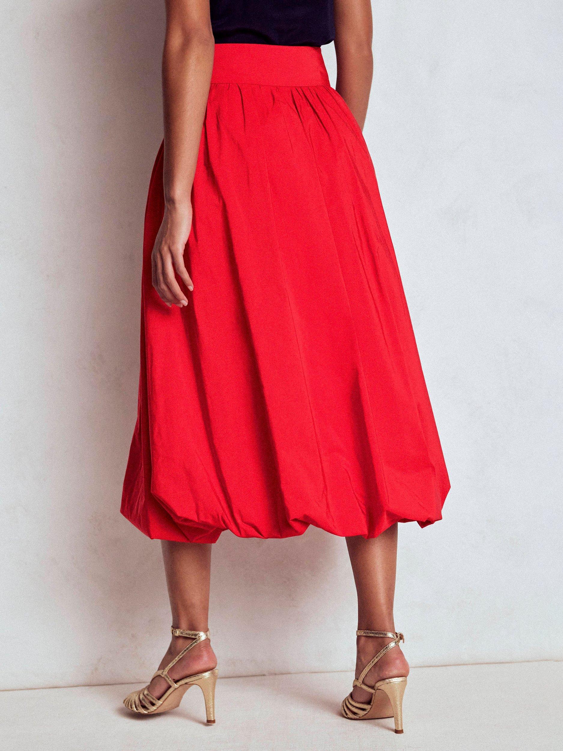 Product image 3 of 5, which shows Boden Bubble Hem Midi Skirt, Poppy Red, 10