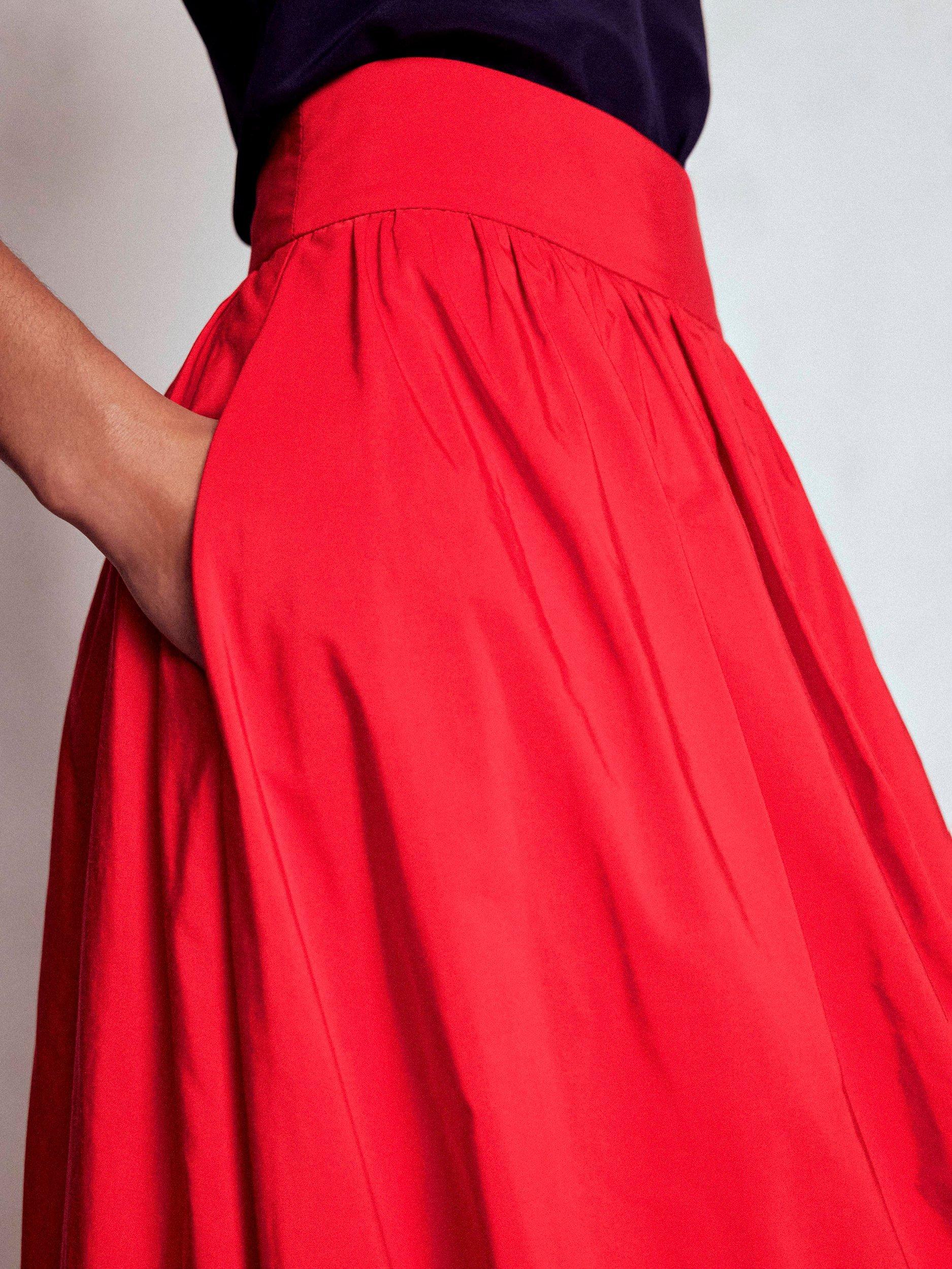 Product image 4 of 5, which shows Boden Bubble Hem Midi Skirt, Poppy Red, 10